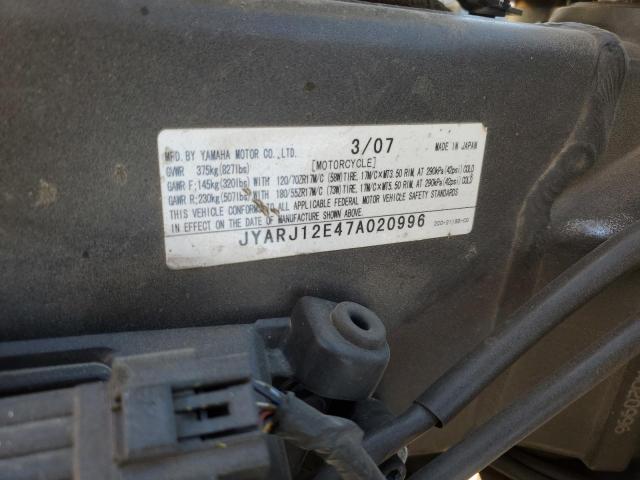 2007 YAMAHA YZFR6 L JYARJ12E47A020996