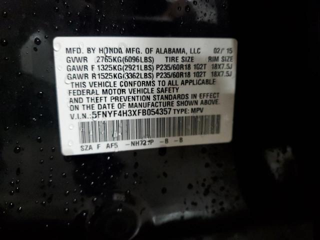 2015 HONDA PILOT SE - 5FNYF4H3XFB054357