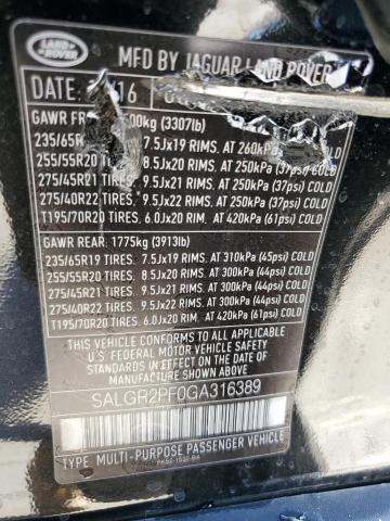 2016 LAND ROVER RANGE ROVE - SALGR2PF0GA316389