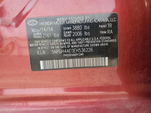 VIN 5NPDH4AE0EH536226 2014 Hyundai Elantra, SE no.12