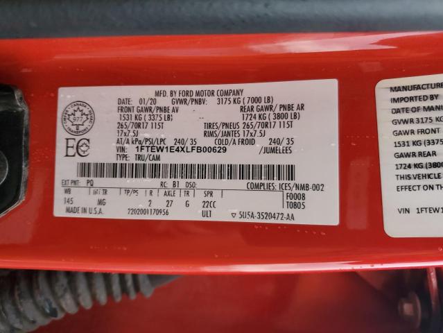 2020 FORD F150 SUPER - 1FTEW1E4XLFB00629