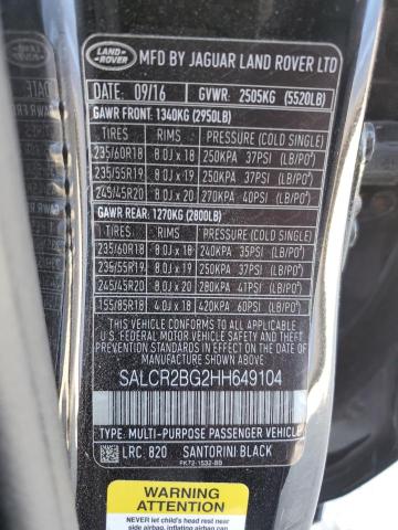 2017 LAND ROVER DISCOVERY - SALCR2BG2HH649104