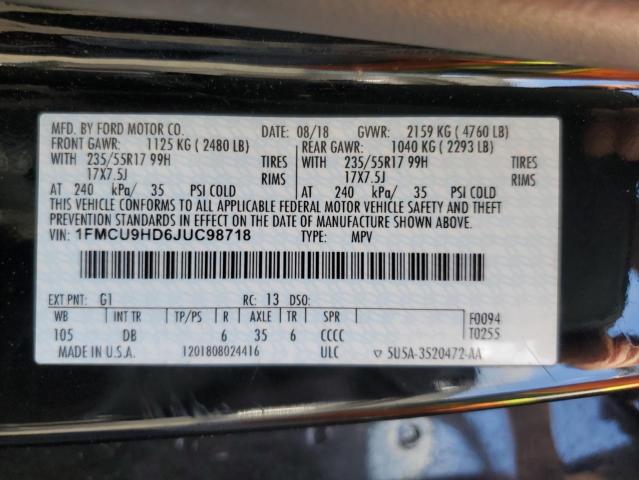 2018 FORD ESCAPE SEL - 1FMCU9HD6JUC98718