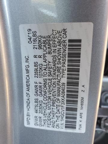 VIN 1HGCV1F3XKA084039 2019 HONDA ACCORD no.13