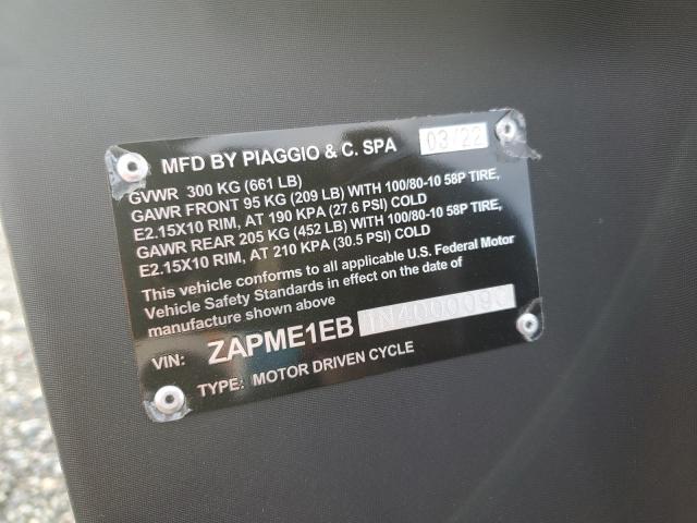 2022 PIAGGIO 1 ACTIVE ZAPME1EB1N4000090