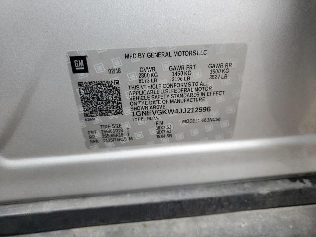 2018 CHEVROLET TRAVERSE L - 1GNEVGKW4JJ212596