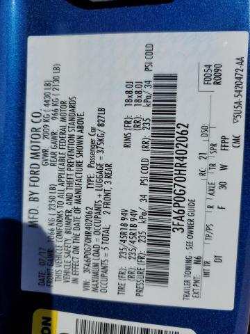 2017 FORD FUSION S - 3FA6P0G70HR402062