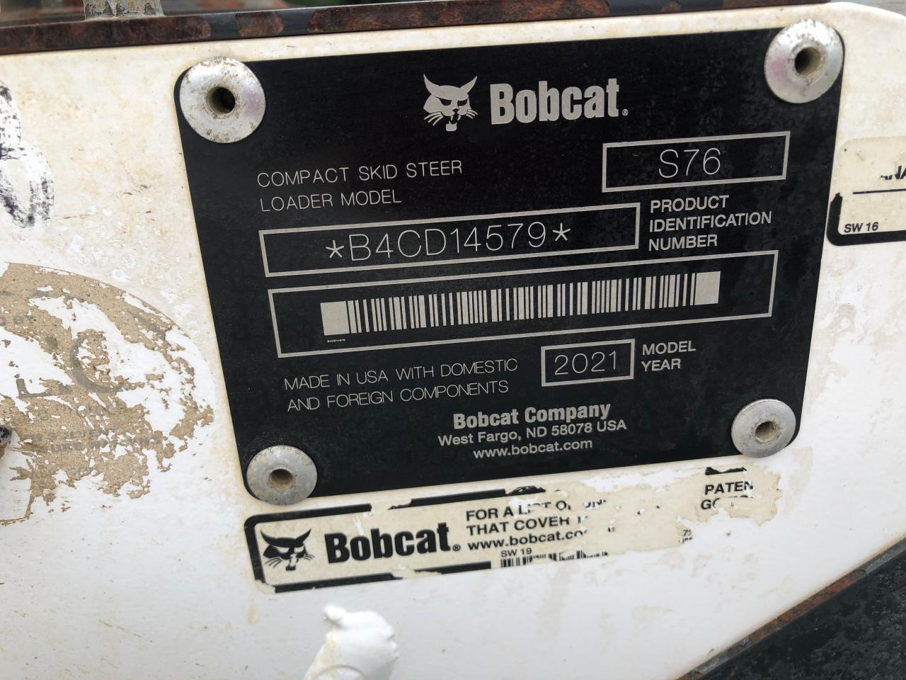 Lot #2996457368 2021 BOBCAT S76