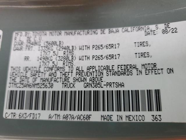 2022 TOYOTA TACOMA DOU - 3TMCZ5AN6NM525630