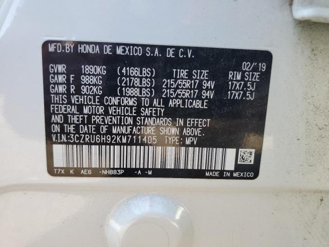 2019 HONDA HR-V TOURI 3CZRU6H92KM711405