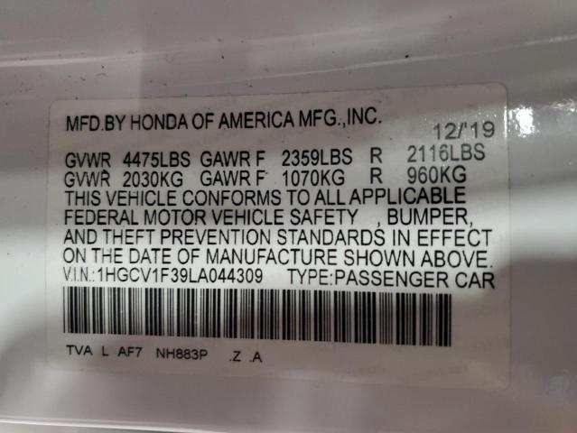 VIN 1HGCV1F39LA044309 2020 HONDA ACCORD no.12