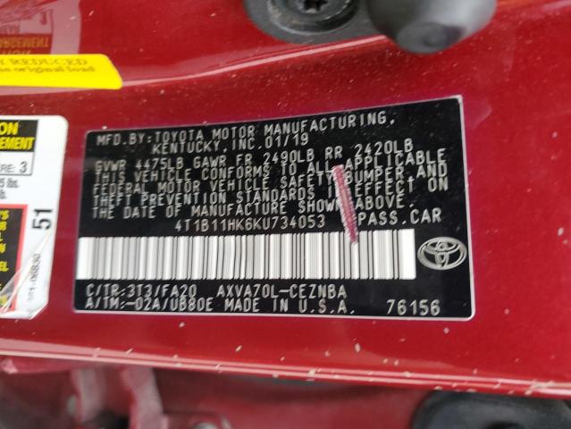 2019 TOYOTA CAMRY L - 4T1B11HK6KU734053