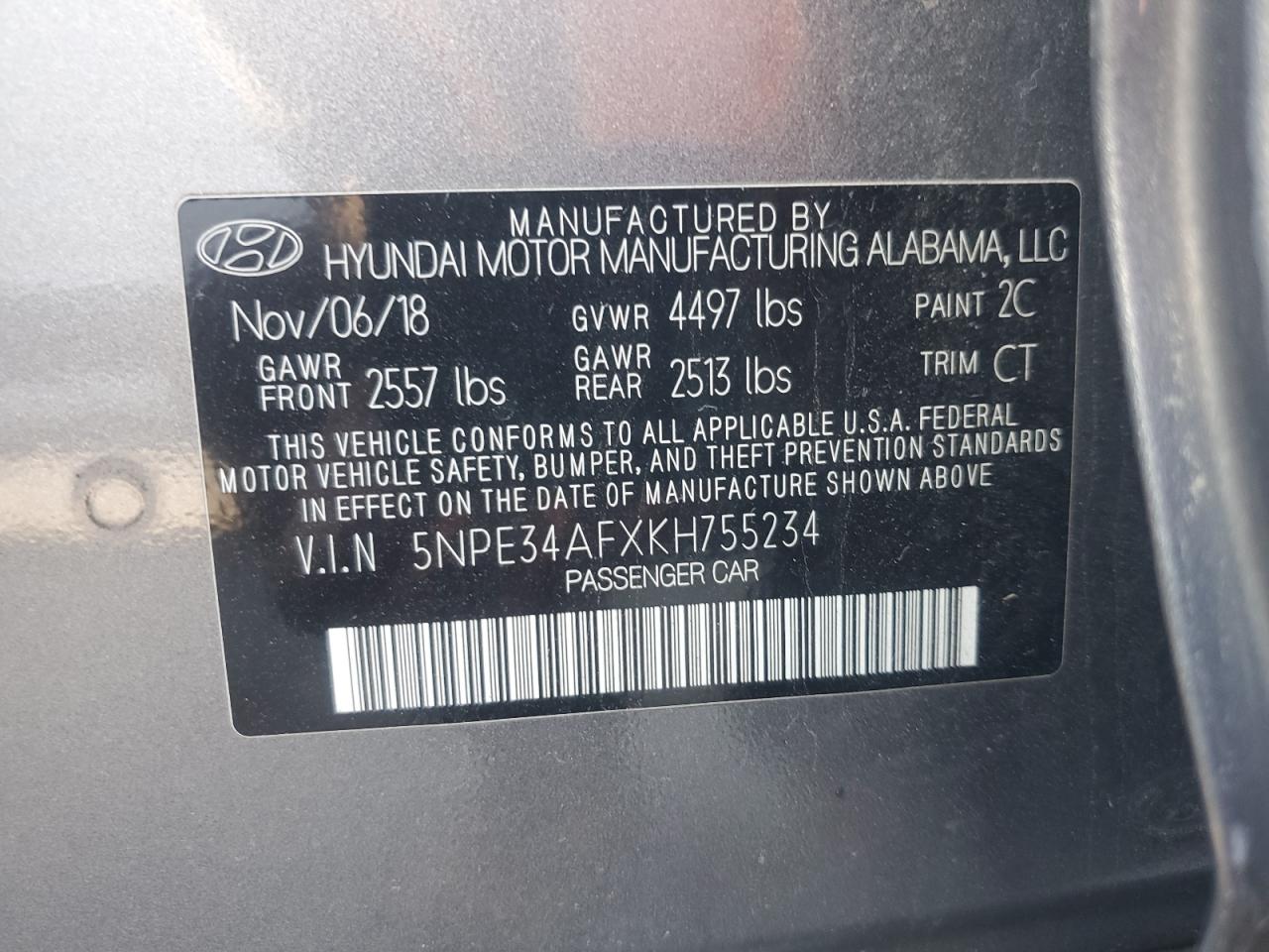 Lot #2960233451 2019 HYUNDAI SONATA LIM