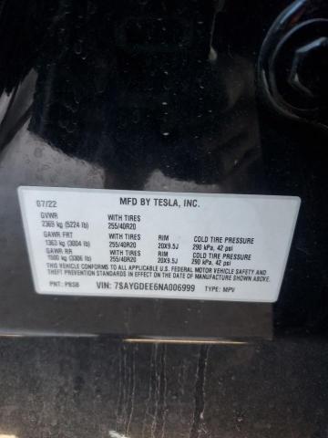 2022 TESLA MODEL Y 7SAYGDEE6NA006999