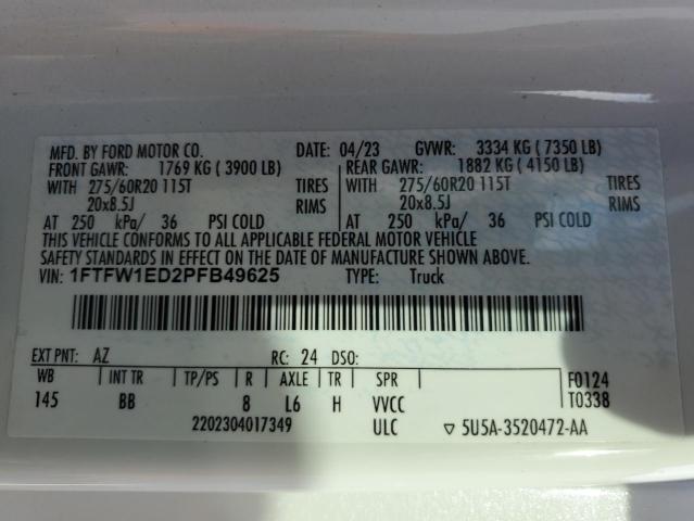 2023 FORD F150 SUPER - 1FTFW1ED2PFB49625