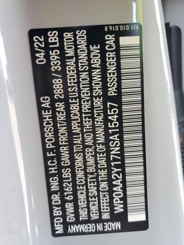 2022 PORSCHE TAYCAN WP0AA2Y17NSA15457