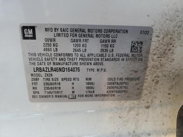 VIN LRBAZLR46ND164076 2022 BUICK ENVISION no.13