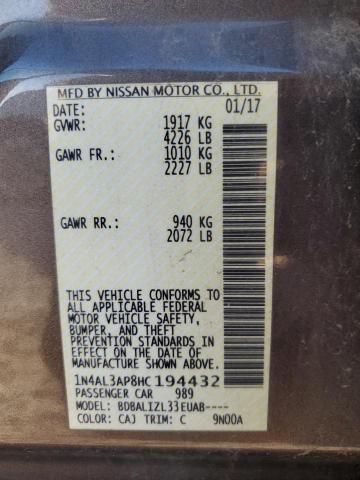 2017 NISSAN ALTIMA 2.5 - 1N4AL3AP8HC194432