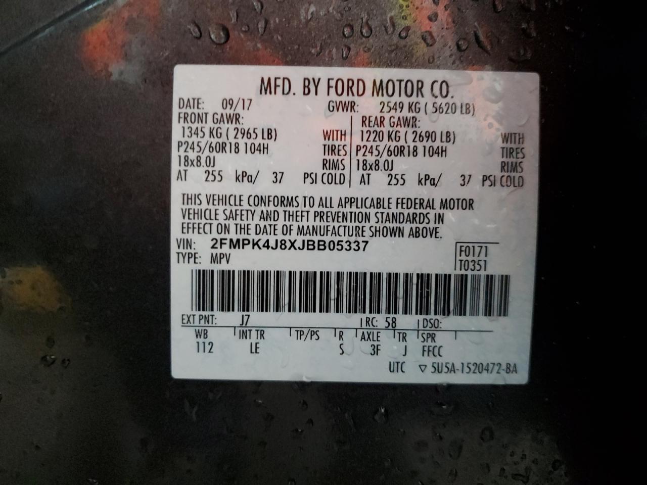 Lot #2994148368 2018 FORD EDGE SEL