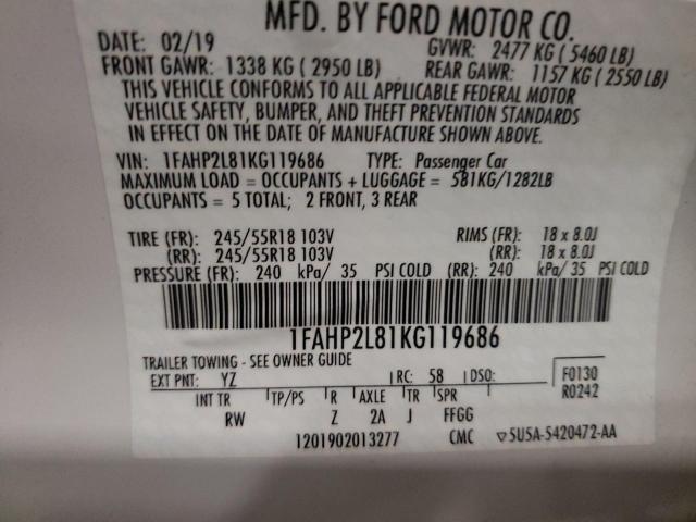 2019 FORD TAURUS POL - 1FAHP2L81KG119686