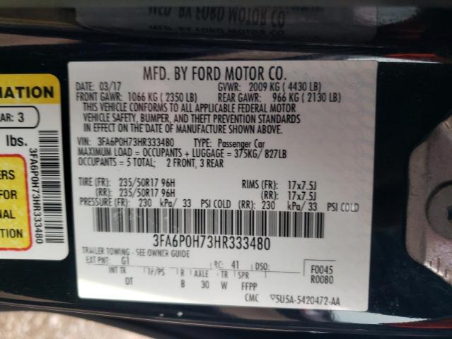 2017 FORD FUSION SE - 3FA6P0H73HR333480