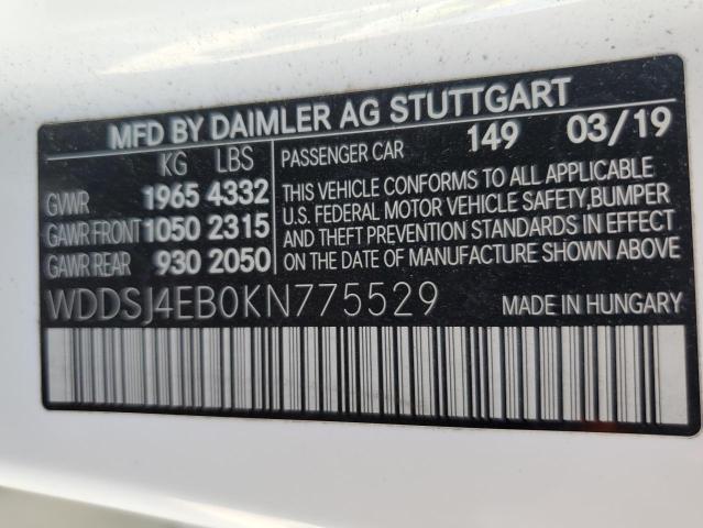 2019 MERCEDES-BENZ CLA 250 - WDDSJ4EB0KN775529