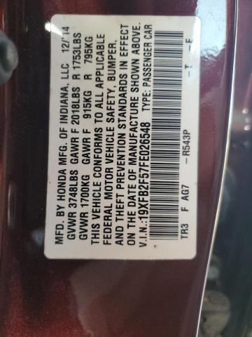 2015 HONDA CIVIC LX - 19XFB2F57FE026548
