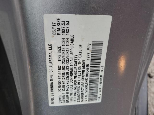 2018 HONDA ODYSSEY EX 5FNRL6H57JB004986