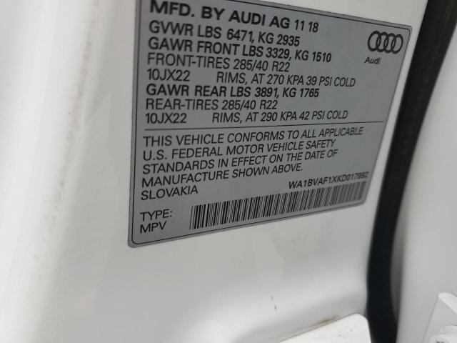 VIN WA1BVAF1XKD017992 2019 AUDI Q8 no.13