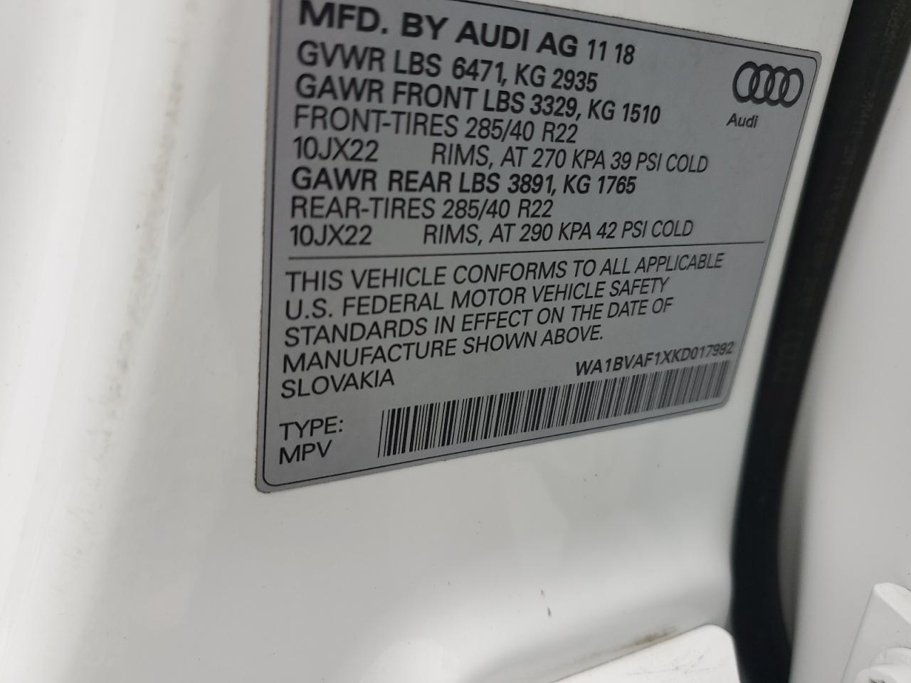 Lot #2972253528 2019 AUDI Q8 PREMIUM