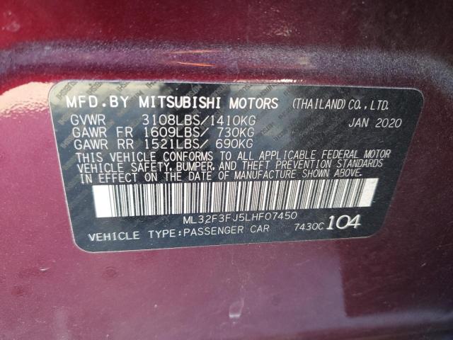 2020 MITSUBISHI MIRAGE G4 - ML32F3FJ5LHF07450