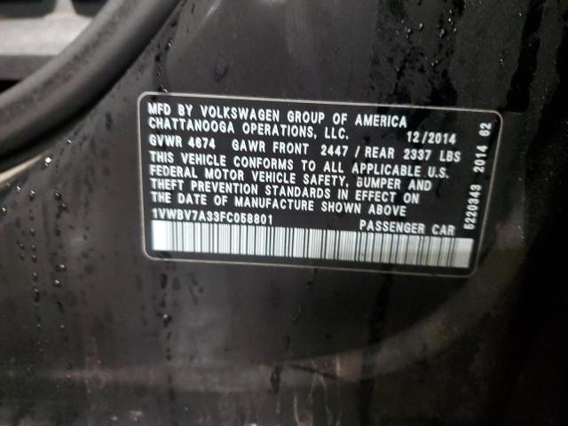 2015 VOLKSWAGEN PASSAT SE - 1VWBV7A33FC058801