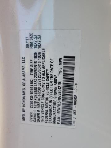 2018 HONDA ODYSSEY TO - 5FNRL6H87JB042101
