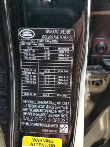 2020 LAND ROVER RANGE ROVE - SALZJ2FX7LH085230