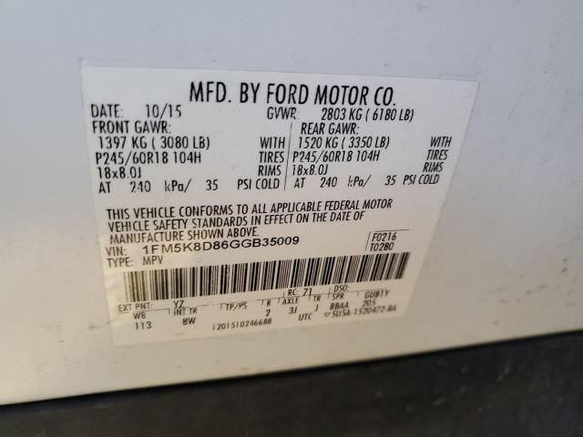 2016 FORD EXPLORER X - 1FM5K8D86GGB35009