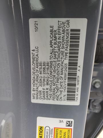 VIN 1HGCV1F40MA124205 2021 HONDA ACCORD no.12