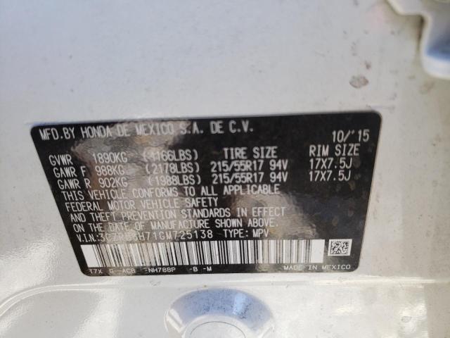 2016 HONDA HR-V EXL - 3CZRU6H71GM725138