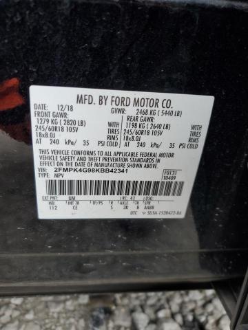 VIN 2FMPK4G98KBB42341 2019 FORD EDGE no.13