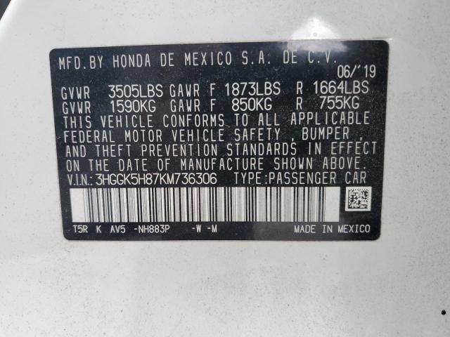 2019 HONDA FIT EX - 3HGGK5H87KM736306