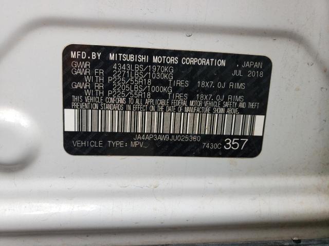 2018 MITSUBISHI OUTLANDER - JA4AP3AW9JU025360