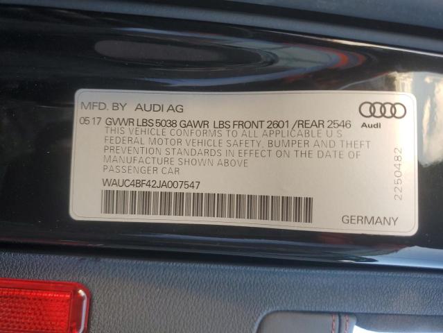 2018 AUDI S4 PRESTIG WAUC4BF42JA007547