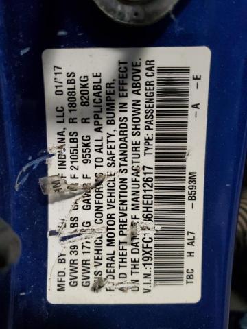 2017 HONDA CIVIC EX - 19XFC1F36HE012617