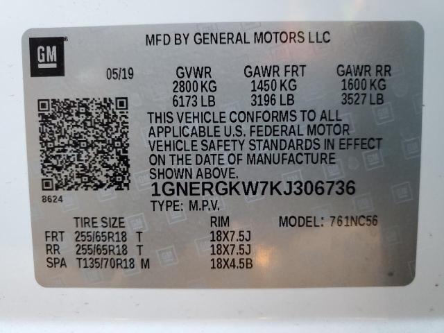 2019 CHEVROLET TRAVERSE L - 1GNERGKW7KJ306736