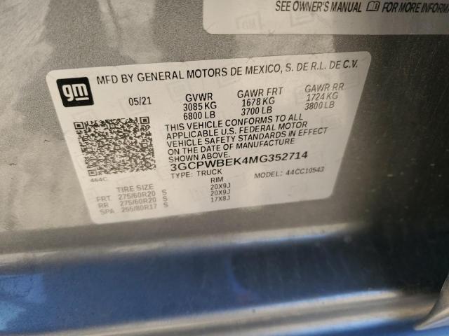 2021 CHEVROLET SILVERADO - 3GCPWBEK4MG352714