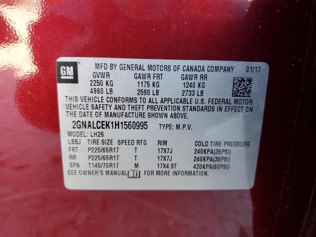 2017 CHEVROLET EQUINOX 4D 2GNALCEK1H1560995