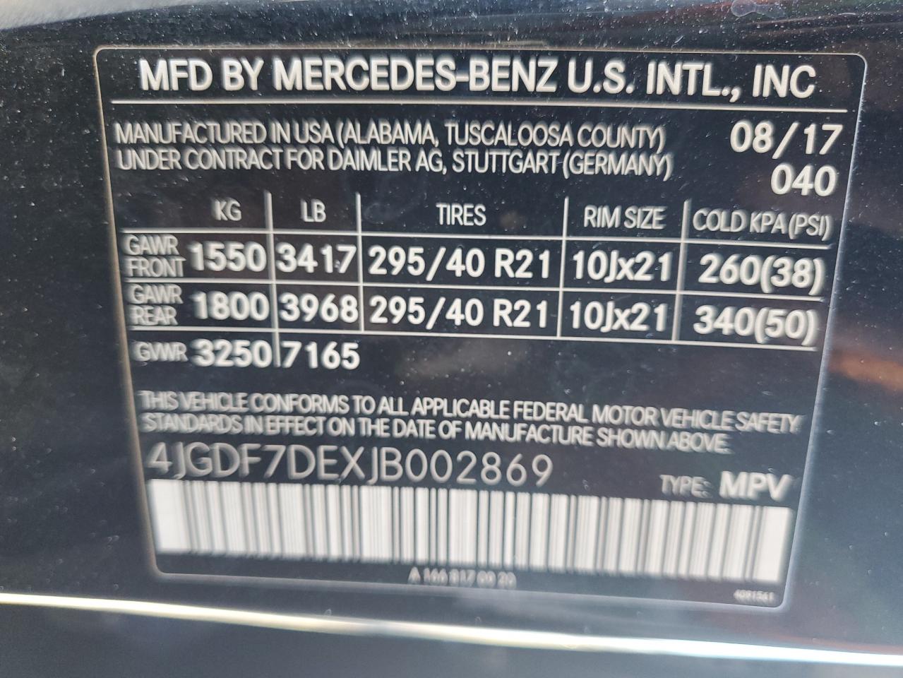 Lot #3029358687 2018 MERCEDES-BENZ GLS 550 4M