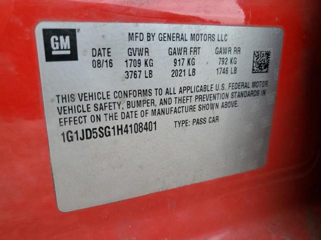 2017 CHEVROLET SONIC LT - 1G1JD5SG1H4108401
