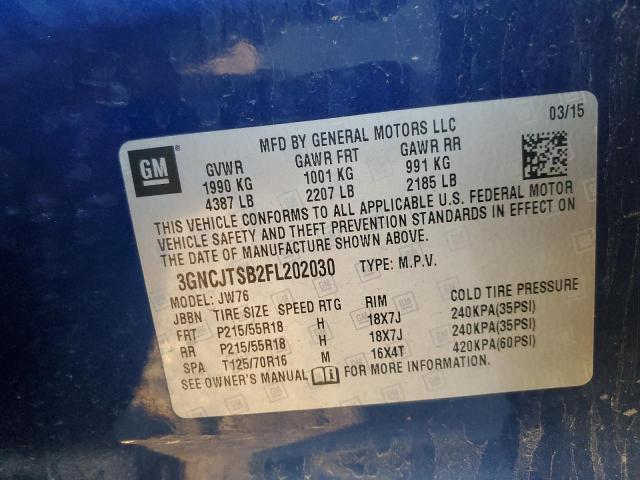 2015 CHEVROLET TRAX LTZ 3GNCJTSB2FL202030