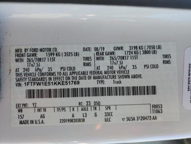 2019 FORD F150 SUPER - 1FTFW1E51KKE51769