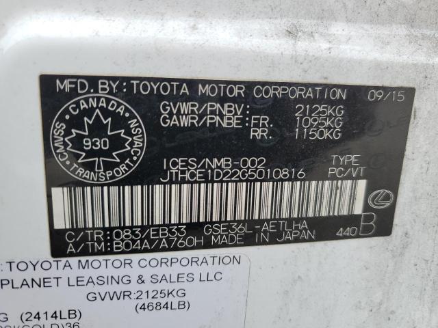 2016 LEXUS IS 350 JTHCE1D22G5010816